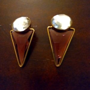 Joan Collins Purple Clear Clip Earrings